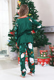 Donkergroene kerstkerstpyjama's met lange mouwen en kerstprint