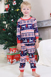 Rode kerstpyjama met winterprint voor het gezin