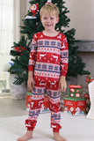 Rode kerstpyjama met winterprint voor het gezin