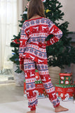 Rode kerstpyjama met winterprint voor het gezin