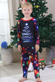 Navy Lights Boom Print Familie Bijpassende Kerst Pyjama Sets