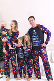 Navy Lights Boom Print Familie Bijpassende Kerst Pyjama Sets