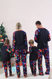 Navy Lights Boom Print Familie Bijpassende Kerst Pyjama Sets