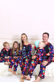 Navy Lights Boom Print Familie Bijpassende Kerst Pyjama Sets