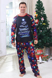 Navy Lights Boom Print Familie Bijpassende Kerst Pyjama Sets