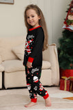 Zwarte Kerst Santa Print Familie Bijpassende Pyjama Sets