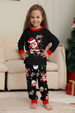 Zwarte Kerst Santa Print Familie Bijpassende Pyjama Sets