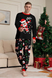 Zwarte Kerst Santa Print Familie Bijpassende Pyjama Sets