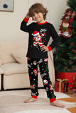 Zwarte Kerst Santa Print Familie Bijpassende Pyjama Sets