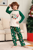 Donkergroene kerstprint Santa familie bijpassende pyjama's sets