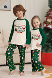 Donkergroene kerstprint Santa familie bijpassende pyjama's sets