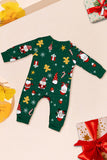 Donkergroene kerstprint Santa familie bijpassende pyjama's sets