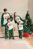 Donkergroene kerstprint Santa familie bijpassende pyjama's sets