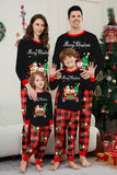 Zwart Rood Print Merry Christmas Plaid Familie Bijpassende Pyjama Set