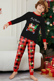 Zwart Rood Print Merry Christmas Plaid Familie Bijpassende Pyjama Set