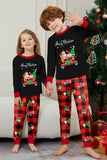 Zwart Rood Print Merry Christmas Plaid Familie Bijpassende Pyjama Set