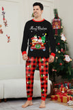 Zwart Rood Print Merry Christmas Plaid Familie Bijpassende Pyjama Set