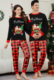 Zwart Rood Print Merry Christmas Plaid Familie Bijpassende Pyjama Set
