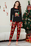 Zwart Rood Print Merry Christmas Plaid Familie Bijpassende Pyjama Set