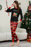Zwart Rood Print Merry Christmas Plaid Familie Bijpassende Pyjama Set