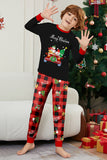 Zwart Rood Print Merry Christmas Plaid Familie Bijpassende Pyjama Set