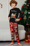 Zwart Rood Print Merry Christmas Plaid Familie Bijpassende Pyjama Set