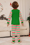 Groene horizontale streep print kerst familie bijpassende pyjama set