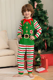 Groene horizontale streep print kerst familie bijpassende pyjama set