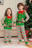 Groene horizontale streep print kerst familie bijpassende pyjama set