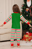 Groene horizontale streep print kerst familie bijpassende pyjama set