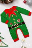 Groene horizontale streep print kerst familie bijpassende pyjama set