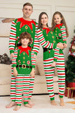Groene horizontale streep print kerst familie bijpassende pyjama set