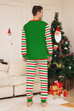 Groene horizontale streep print kerst familie bijpassende pyjama set