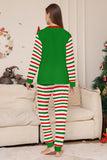 Groene horizontale streep print kerst familie bijpassende pyjama set