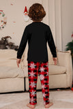 Zwart Rood Rendier Sneeuwvlok Print Kerst Familie Bijpassende Pyjama Set