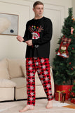 Zwart Rood Rendier Sneeuwvlok Print Kerst Familie Bijpassende Pyjama Set