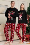 Zwart Rood Rendier Sneeuwvlok Print Kerst Familie Bijpassende Pyjama Set