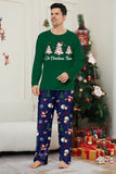 Groene Blauwe Boom Print Lange Mouw Kerst Familie Bijpassende Pyjama's