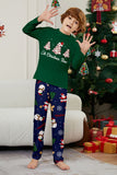Groene Blauwe Boom Print Lange Mouw Kerst Familie Bijpassende Pyjama's