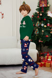 Groene Blauwe Boom Print Lange Mouw Kerst Familie Bijpassende Pyjama's