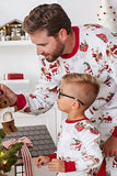 Witte bedrukte familie kerstpyjama's met ronde hals