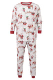 Witte bedrukte familie kerstpyjama's met ronde hals