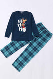 Donkerblauwe Kerst Bedrukte Kerst Familie Bijpassende Pyjama's