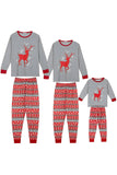 Grijze rode strepen Elk Print Kerstmis familie bijpassende pyjama Set