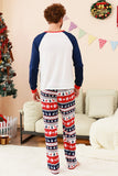 2-delige groene ronde hals kerstboom-bedrukte familie-pyjamasets