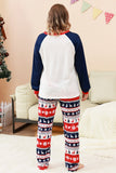 2-delige groene ronde hals kerstboom-bedrukte familie-pyjamasets