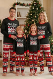 Black Red Snowman Fair Isle patroon ronde hals Family pyjamasets