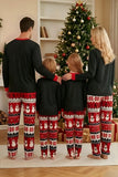 Black Red Snowman Fair Isle patroon ronde hals Family pyjamasets