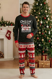 Black Red Snowman Fair Isle patroon ronde hals Family pyjamasets