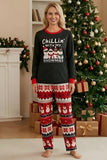 Black Red Snowman Fair Isle patroon ronde hals Family pyjamasets